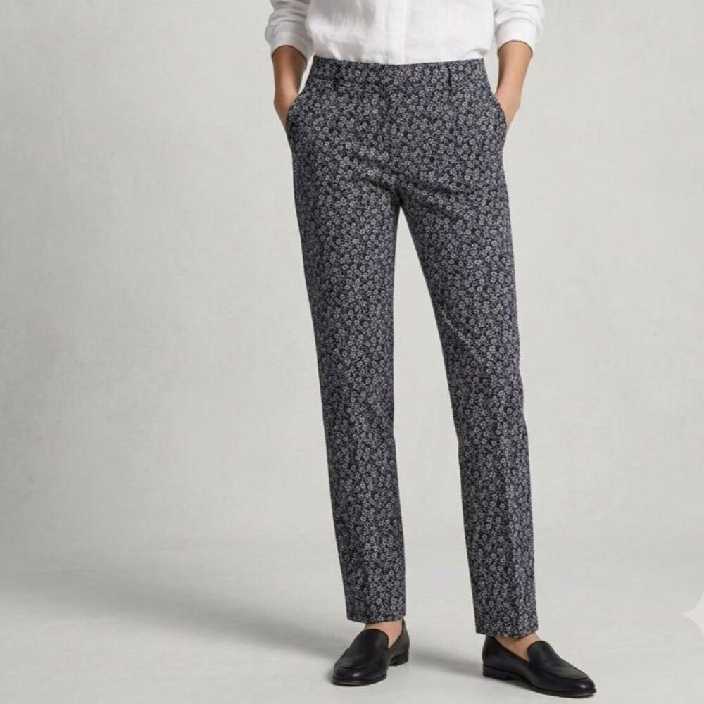 Jasmine & Juliana Floral Cigarette Pants Size 4 Black and White Preppy Office